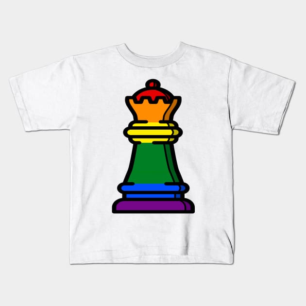 gay pride chess queen Kids T-Shirt by goatboyjr